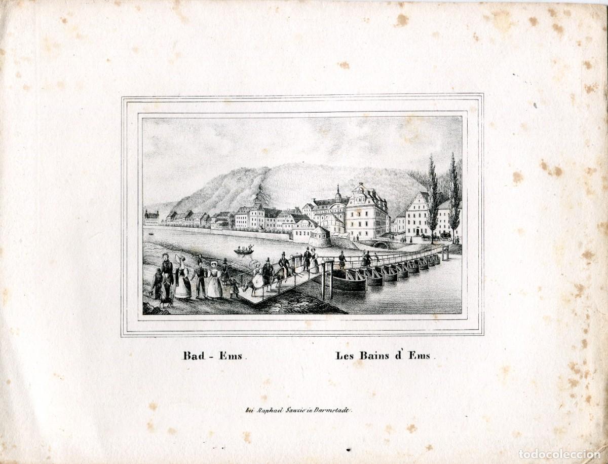 Kunst: Bad Ems, Alemania - Litograf&iacute;a original s. XIX - Darmstadt