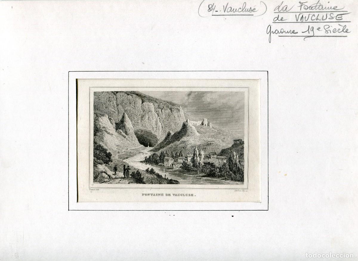 Art: Fontaine de Vaucluse - Grabado original de Skelton hijo - 1835