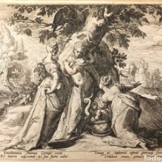 Arte: HENDRICK GOLTZIUS (1558-1617). LA METAMORFOSIS DE OVIDIO. HIJAS CECROPS CESTA MINERVA. GRABADO 1589. Lote 401096769