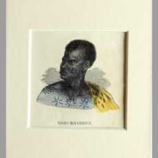 Arte: (P1) 1853 ORIGINAL ENGRAVING HAND COLORED WITH PASSEPARTOU MOZAMBIQUE (05251). Lote 401821864