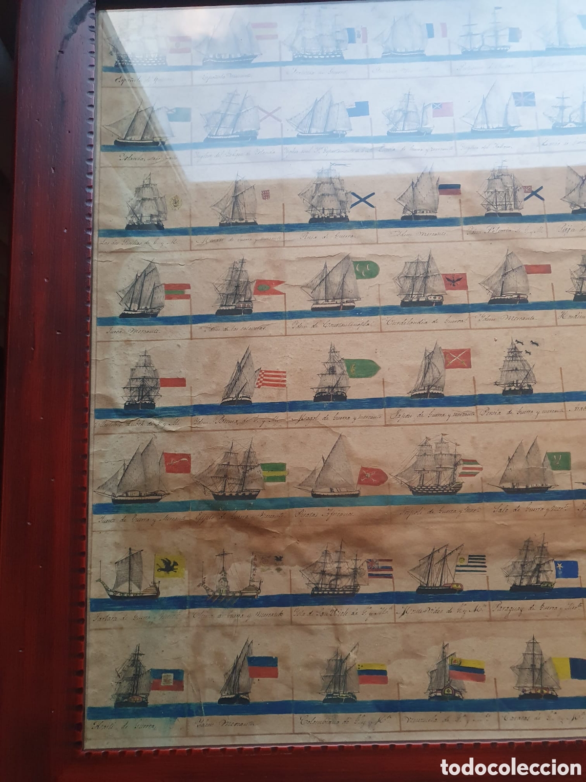 Arte: Grabado de barcos SXIX y sus pabellones - Foto 6