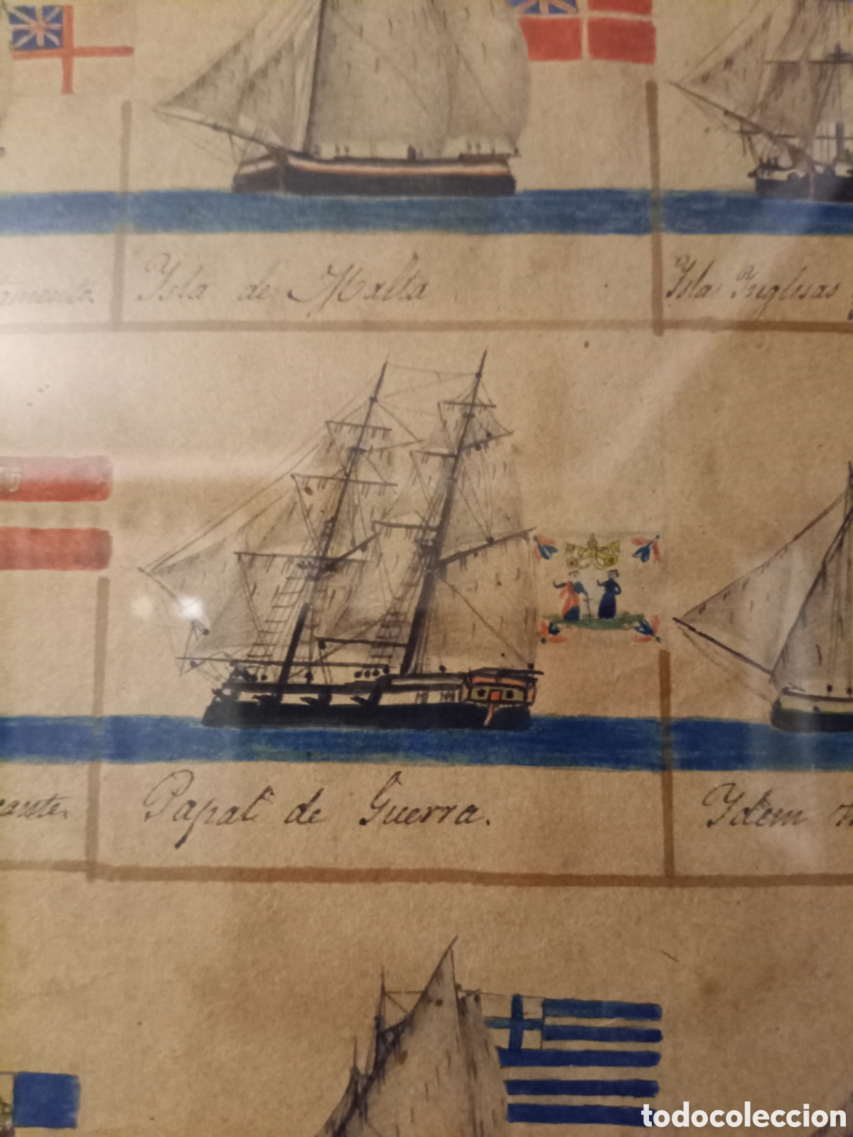 Arte: Grabado de barcos SXIX y sus pabellones - Foto 7