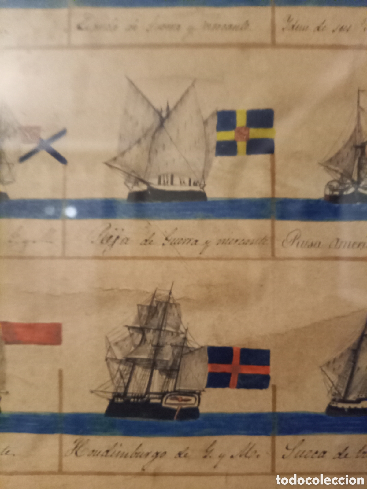 Arte: Grabado de barcos SXIX y sus pabellones - Foto 8