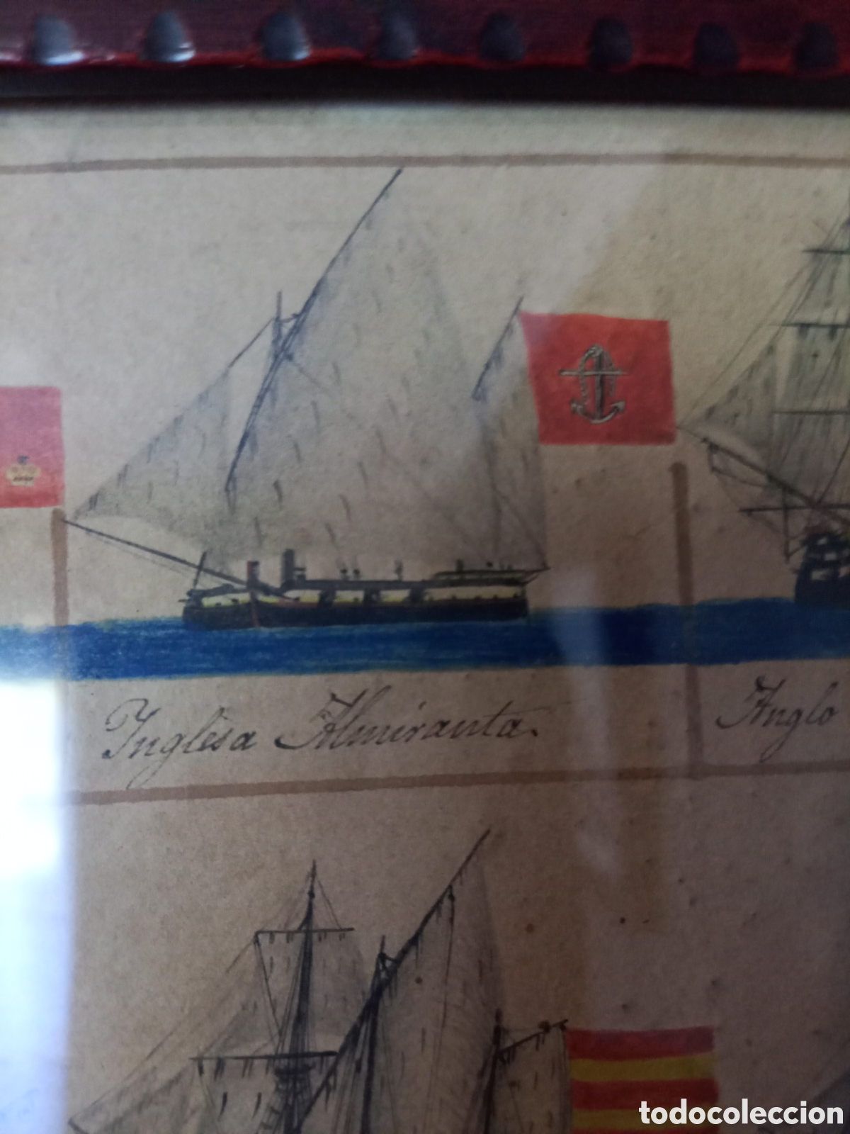 Arte: Grabado de barcos SXIX y sus pabellones - Foto 10