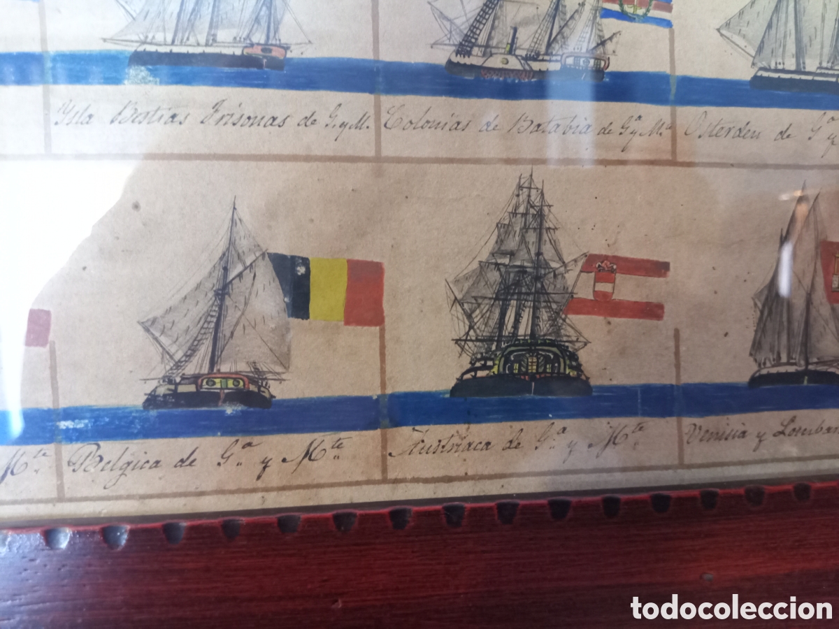 Arte: Grabado de barcos SXIX y sus pabellones - Foto 13