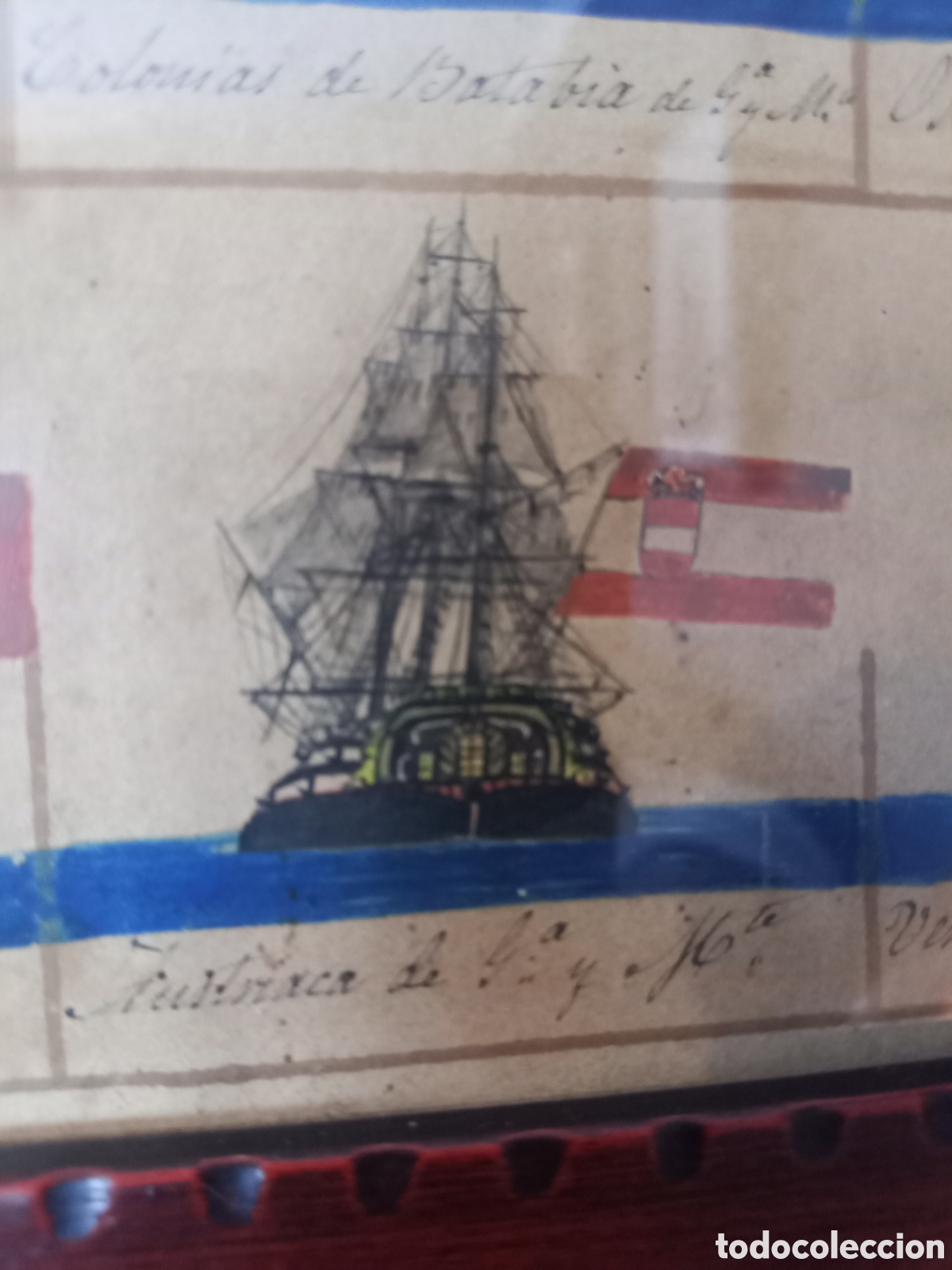 Arte: Grabado de barcos SXIX y sus pabellones - Foto 15