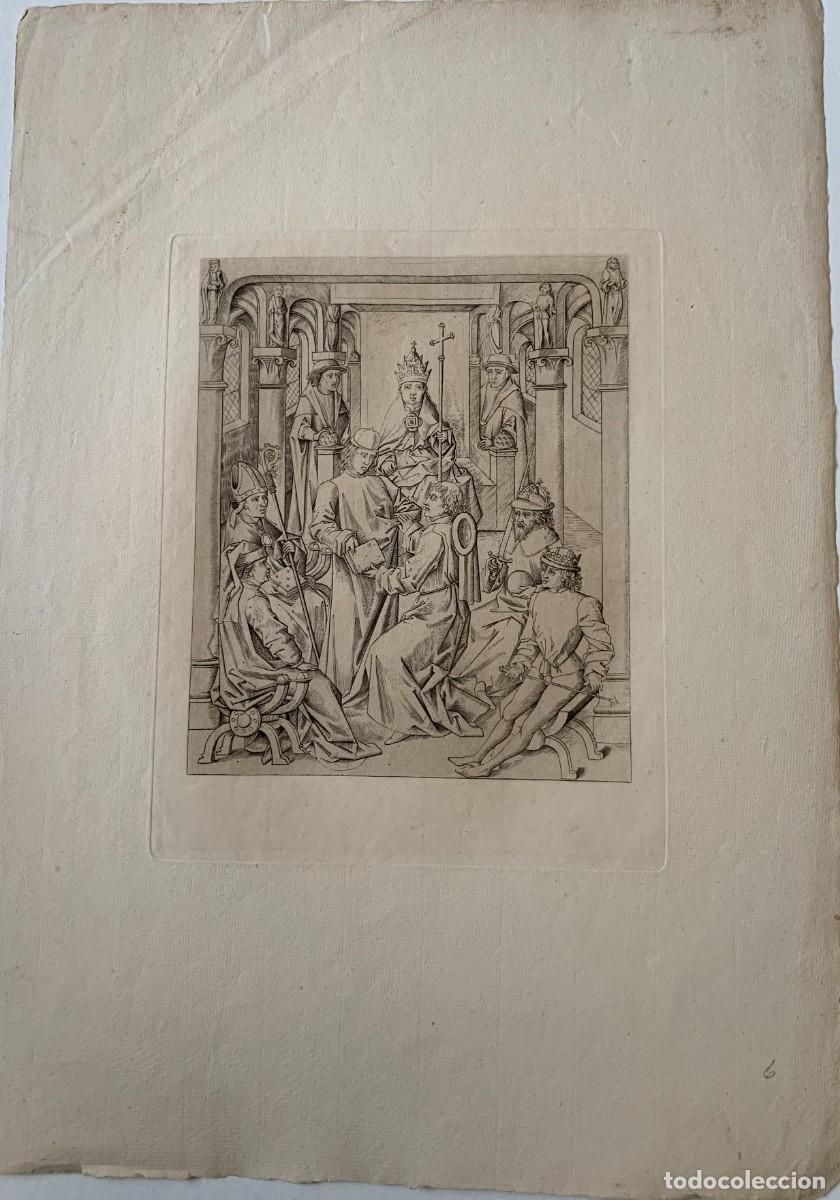 Art: Boccacio presentando su libro a Mainardo Cavalcanti. Heliograbado de Amand Durand.