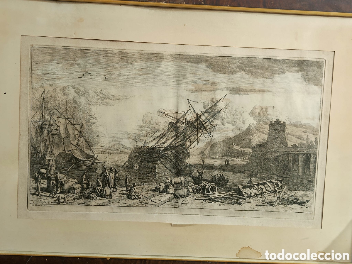 Arte: Grabado antiguo Adrien Manglard - Foto 3