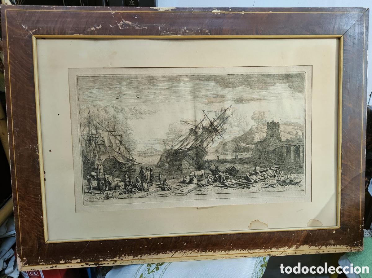 Arte: Grabado antiguo Adrien Manglard - Foto 1
