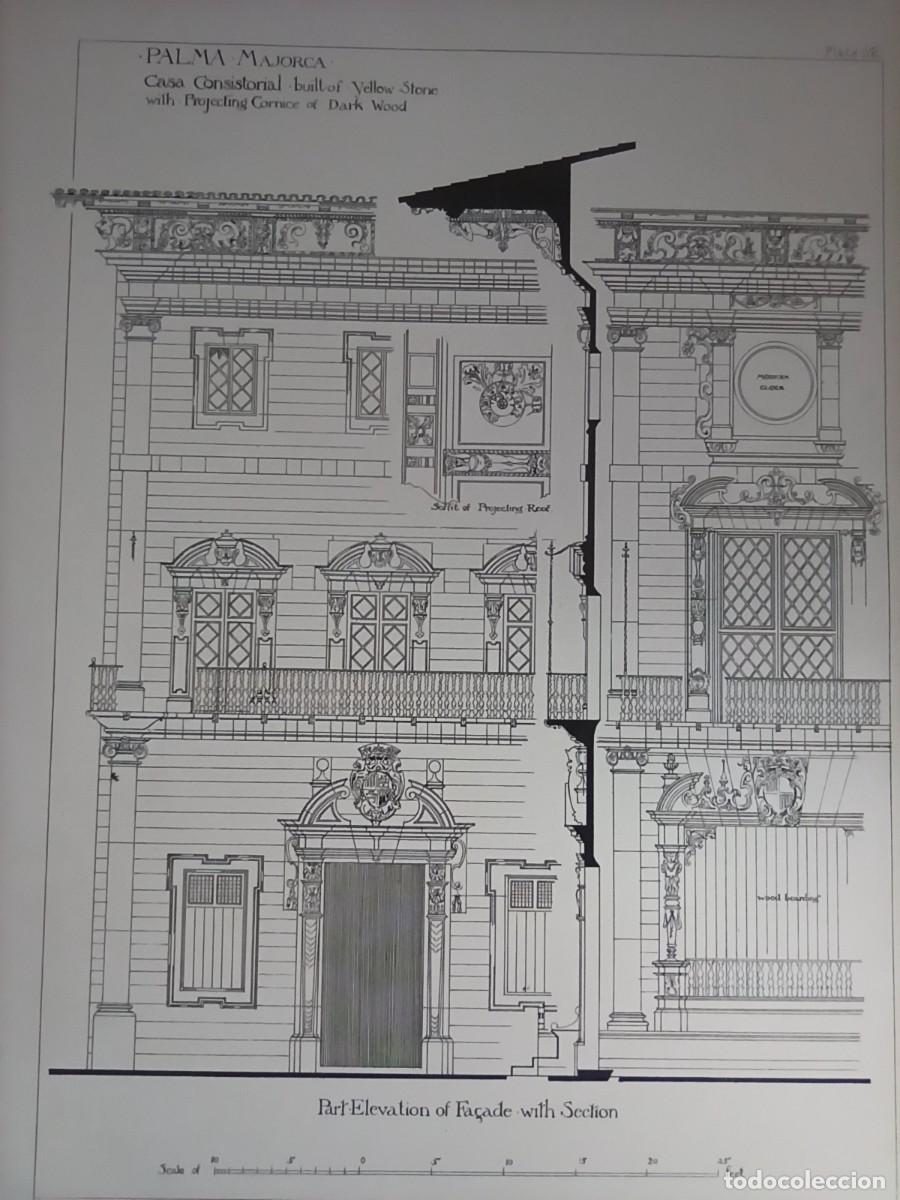 Arte: GRABADO ARQUITECTURA RENACENTISTA,DETALLE AYUNTAMIENTO PALMA MALLORCA, BALEARES, 1893, PRENTICE.
