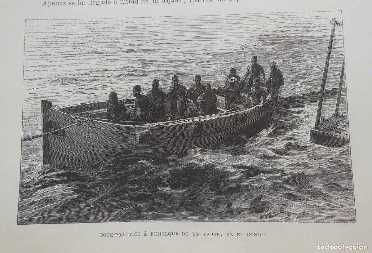 Arte: BOTE - PR&Aacute;CTICO A REMOLQUE DE UN VAPOR, EN EL CONGO (El Congo) 1890