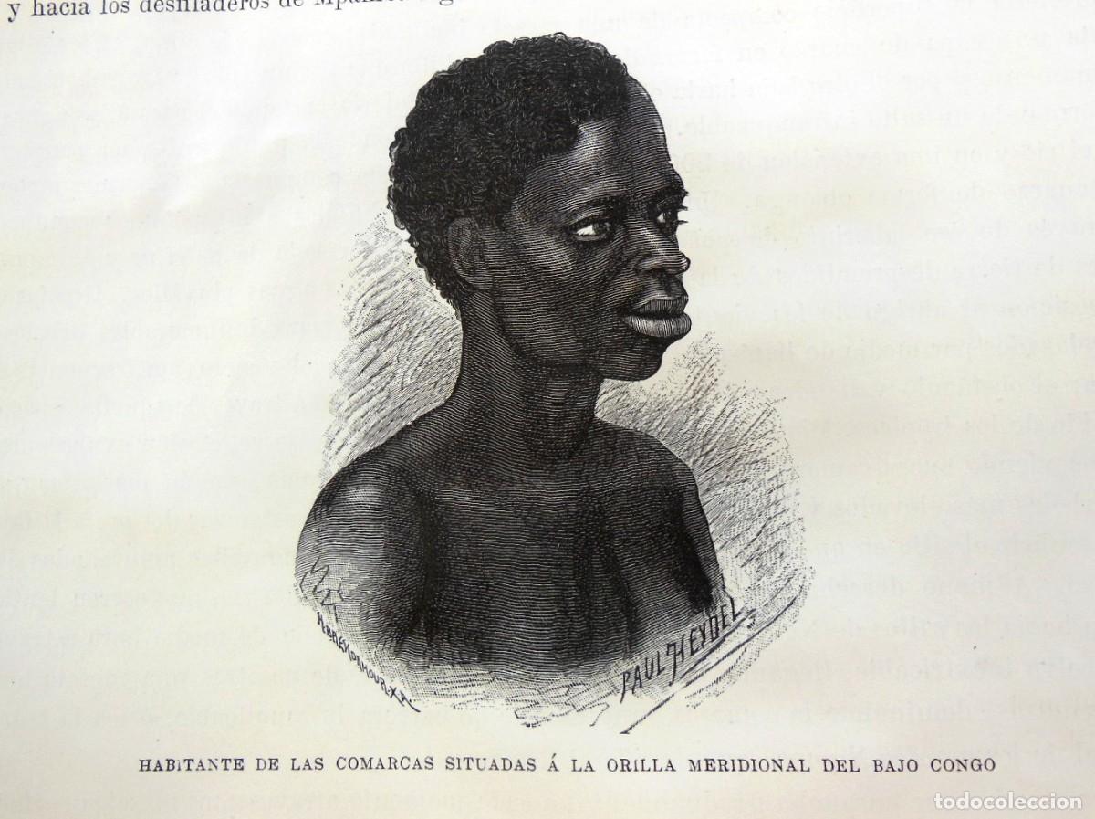 Arte: HABITANTE DE LAS COMARCAS SITUADAS A LA ORILLA MERIDIONAL DEL BAJO CONGO. 1890