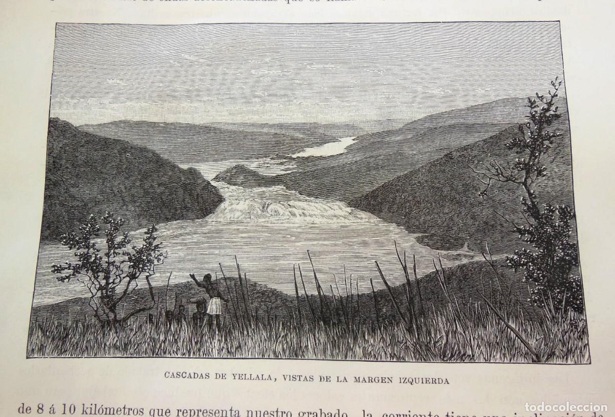 Arte: CASCADAS DE YELLALA, VISTAS DE LA MARGEN IZQUIERDA (El Congo). 1890