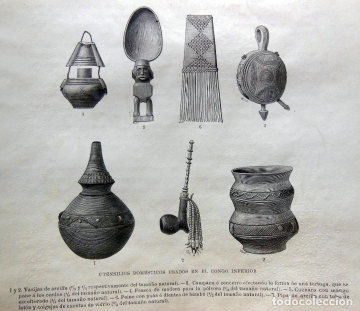 Arte: UTENSILIOS DOM&Eacute;STICOS USADOS EN EL CONGO INFERIOR. EL CONGO. 1890.