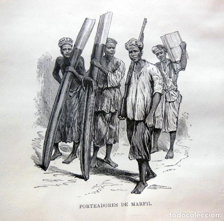 Arte: PORTEADORES DE MARFIL. EL CONGO. 1890.