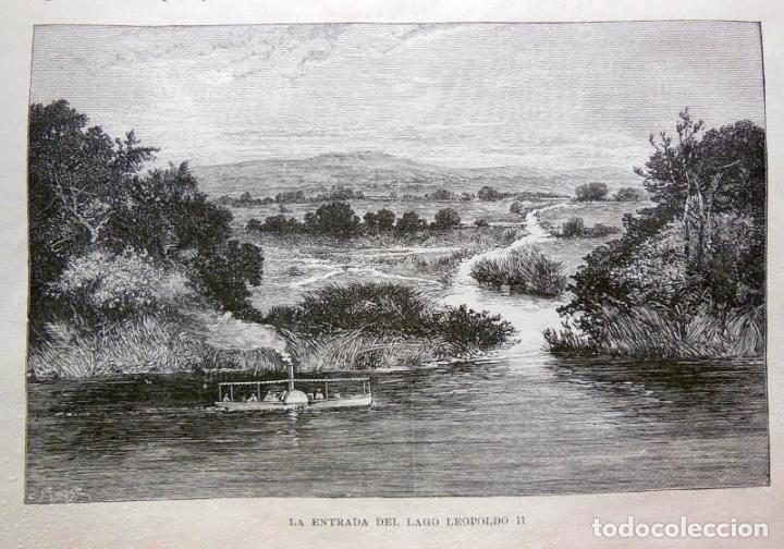 Arte: LA ENTRADA DEL LAGO LEOPOLDO II. EL CONGO. 1890