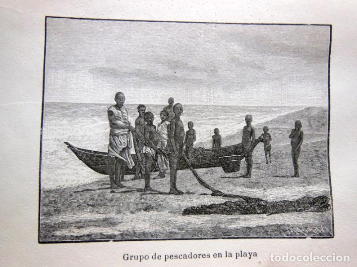 Arte: GRUPO DE PESCADORES EN LA PLAYA. EL CONGO. 1890