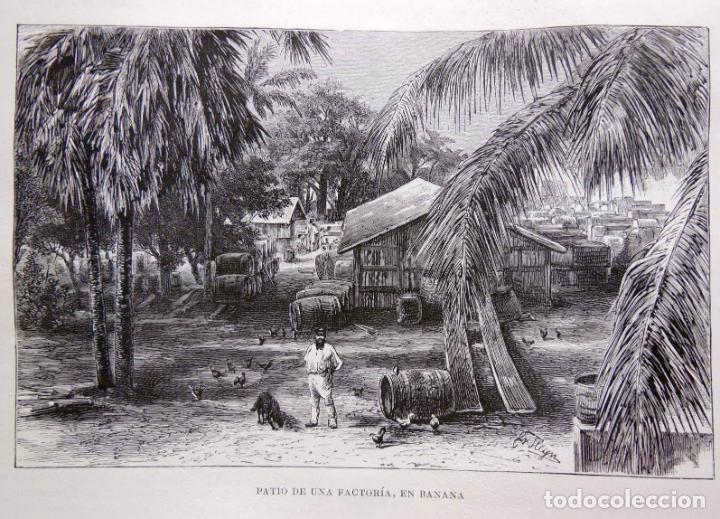 Arte: PATIO DE UNA FACTOR&Iacute;A, EN BANANA. EL CONGO. 1890