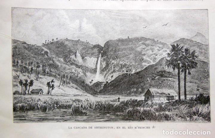 Arte: LA CASCADA DE ARTHINGTON, EN EL R&Iacute;O M'BRISCHE. EL CONGO. 1890