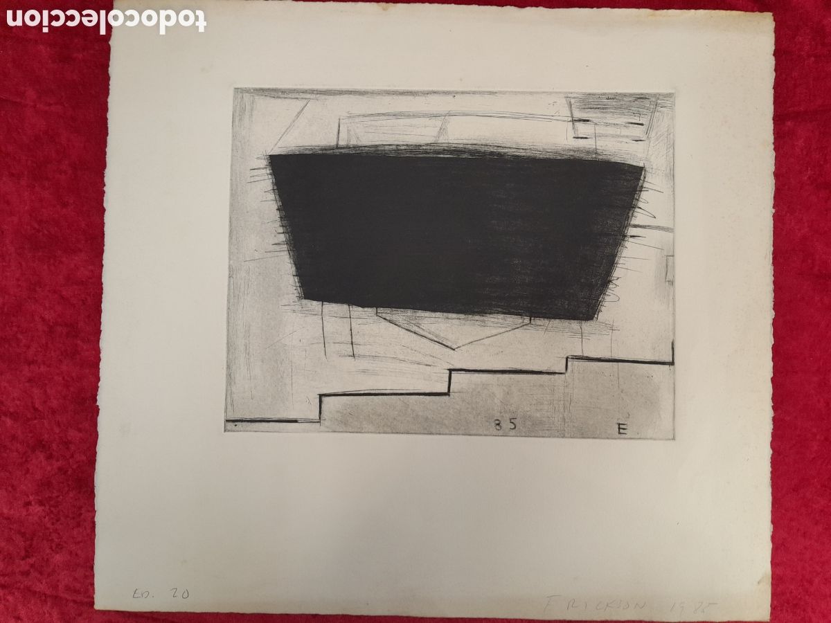 Arte: GRABADO. FRICKSON 1985. COMPOSICI&Oacute;N ABSTRACTA. - Foto 1