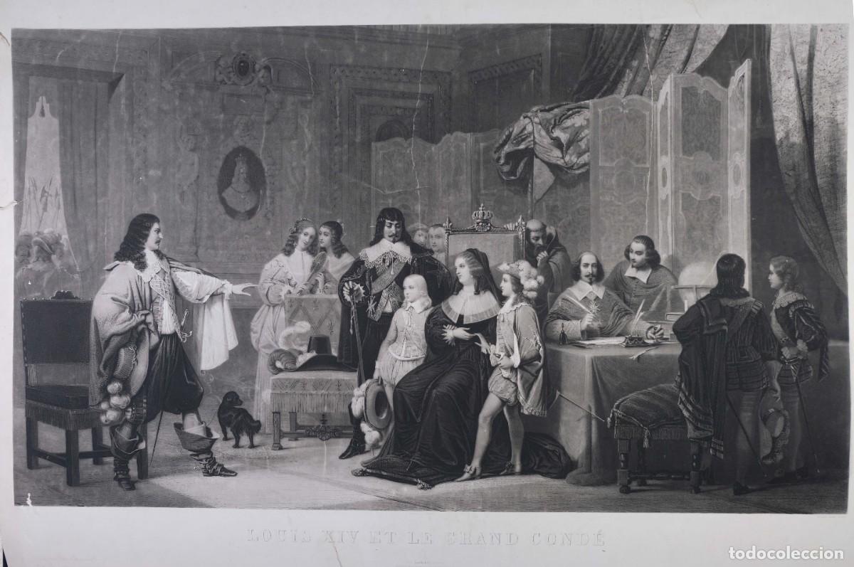 Arte: Heliograbado louis XIV et Le grand Cond&eacute; siglo XIX