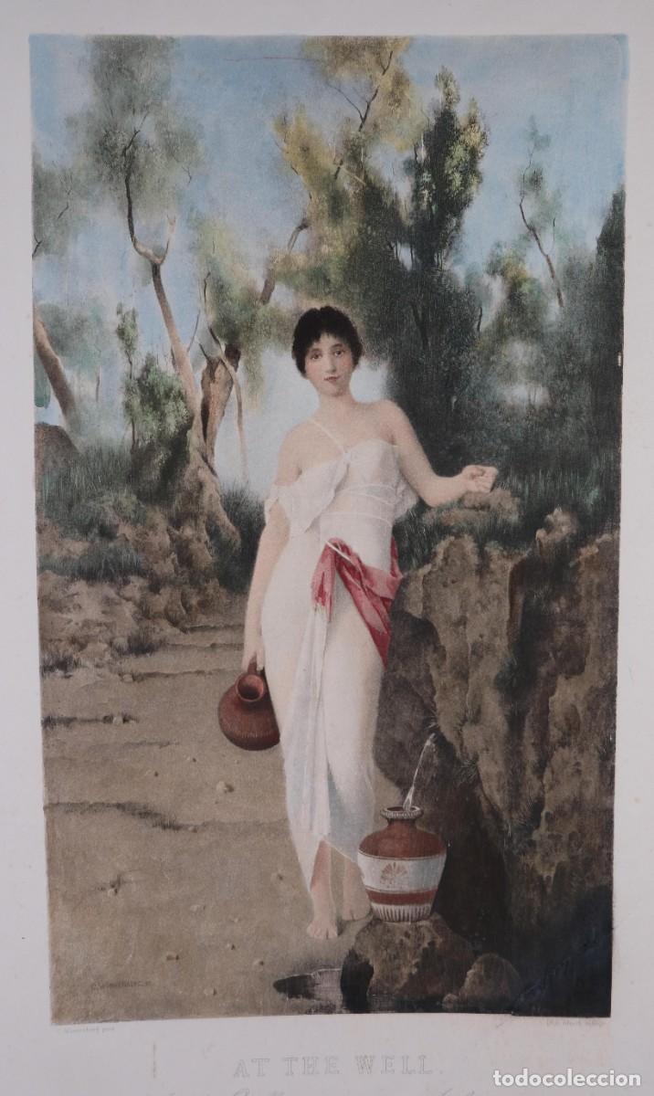 Arte: Heliograbado de una pintura de C.Wummemberg At the well - Imp. por E.Albert
