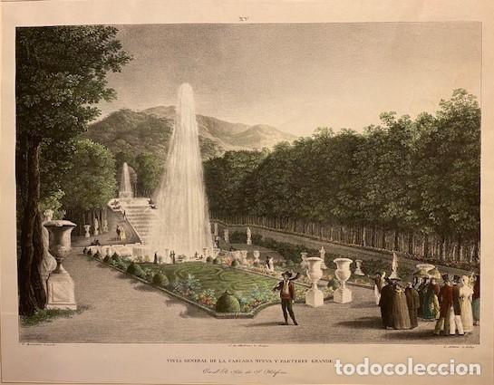 Kunst: VISTA GENERAL DE LA CASCADA NUEVA Y PARTERRE GRANDE. En el Real Sitio de San Ildefonso (Segovia) - B