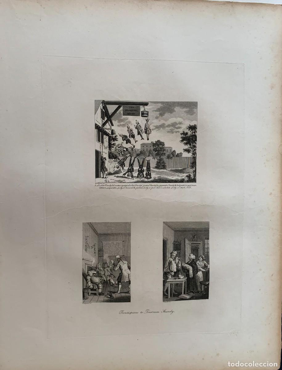 Arte: Hogarth - Absolute Gravity y frontispicios de Tristram Shandy - Grabado 1822 - Foto 1