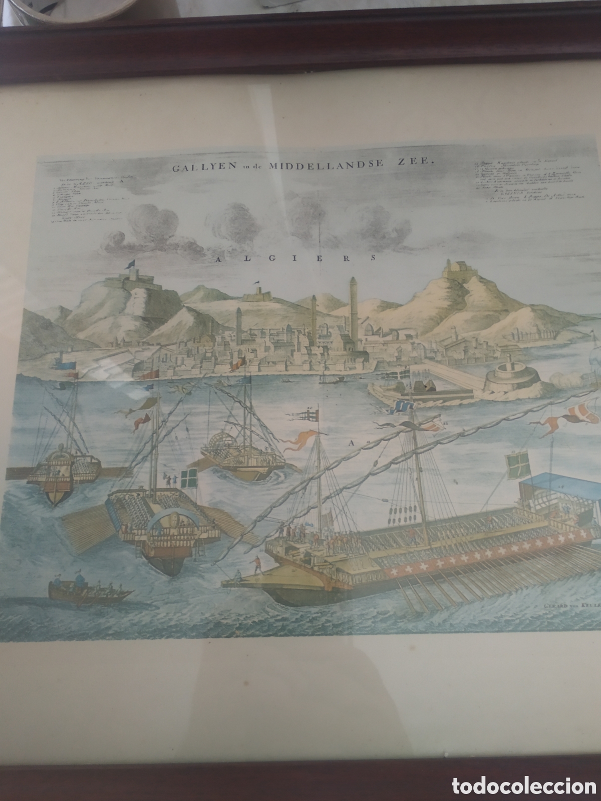 Arte: Antiguo grabado puerto de Argel