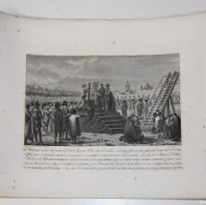Arte: GRABADO DE BUENAVENTURA PLANELLA, BARCELONA 1815. DON JOAQUIN POU MUERTO AL GARROTE