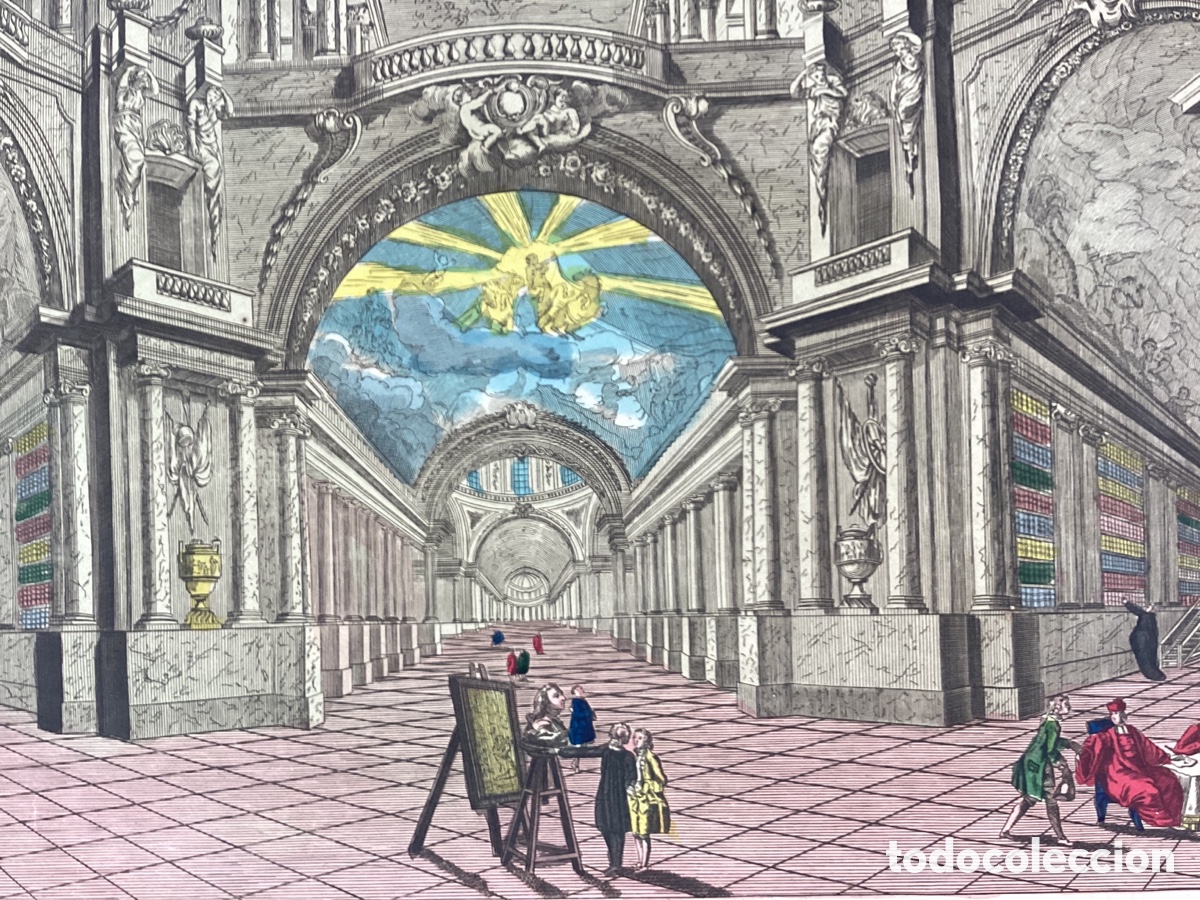 Arte: Grabado coloreado a mano S. XVIII - Foto 2