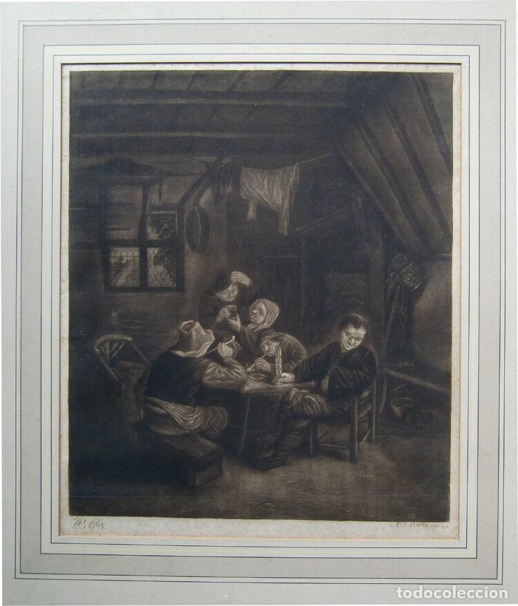 Arte: Adrian van Ostade Interieur - Mezzotinto de W.B. 1765 - Foto 1