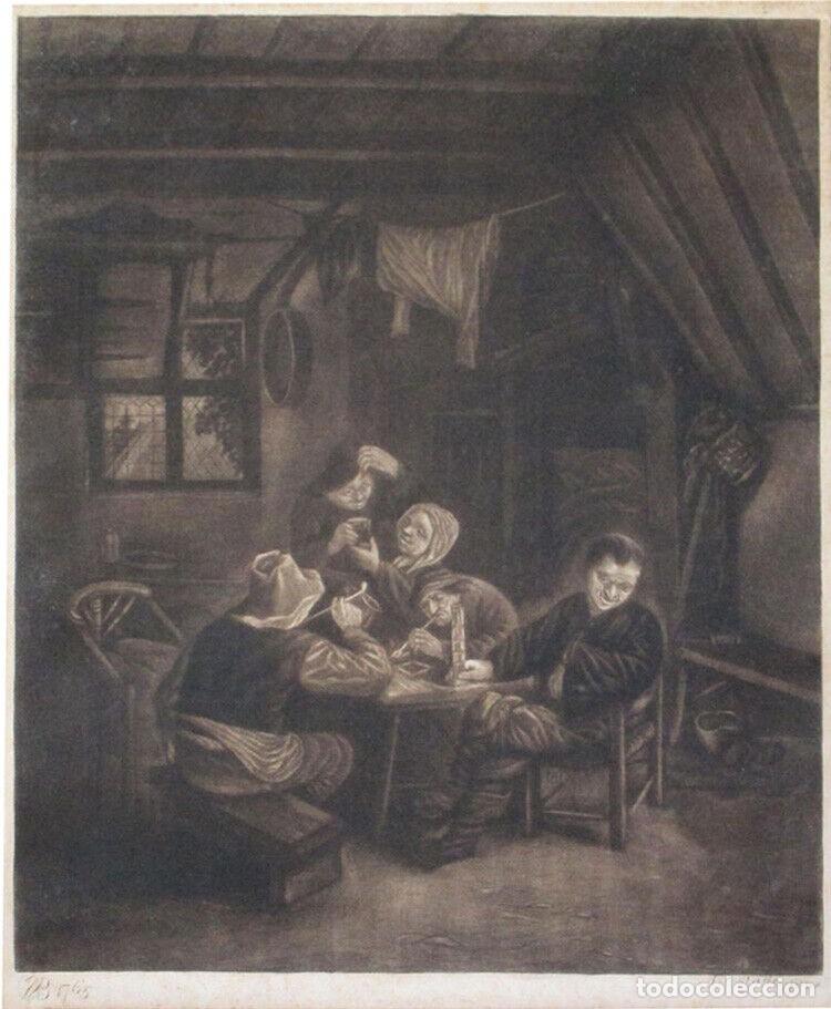 Arte: Adrian van Ostade Interieur - Mezzotinto de W.B. 1765 - Foto 2