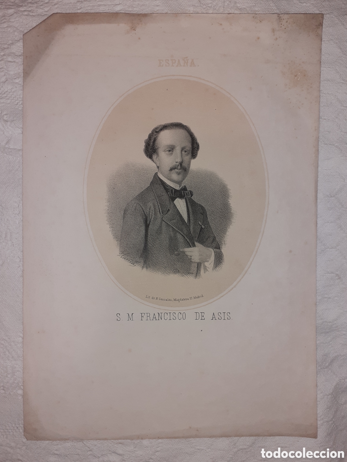 Arte: LITOGRAFIA DE S M FRANCISCO DE ASIS. DE N GONZALEZ. 34 X 23,5 CM