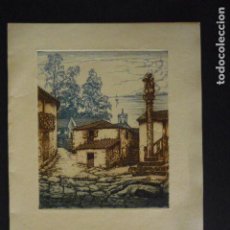 Arte: GALICIA PAISAJE CASTRO GIL GRABADOR 1939 19,5 X 25 CMTS