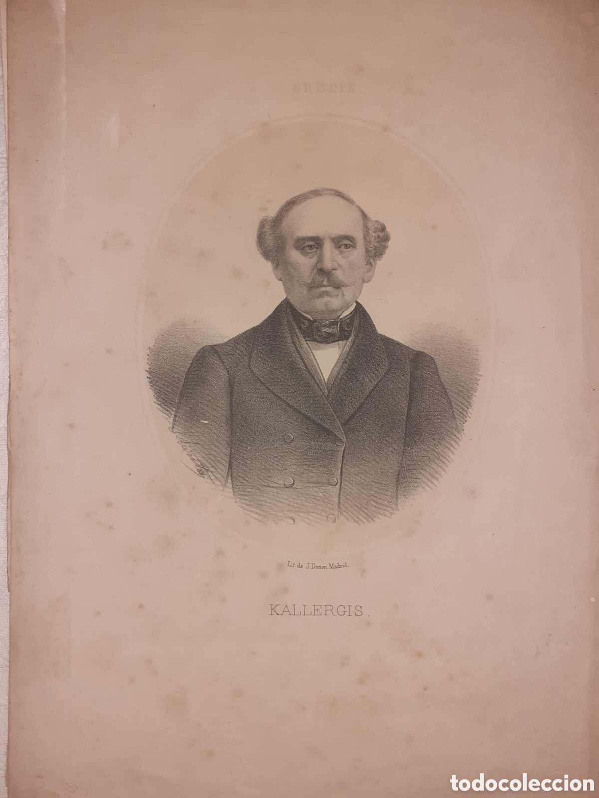 Arte: PRECIOSA LITOGRAFIA. KALLERGIS. GRECIA. DONON. MADRID. 33 X 23 CM. CIRCA 1860