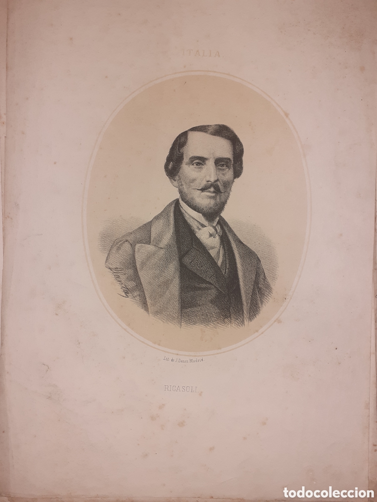 Arte: PRECIOSA LITOGRAFIA. RICASOLI. ITALIA. DONON. MADRID. 33 X 23 CM. CIRCA 1860