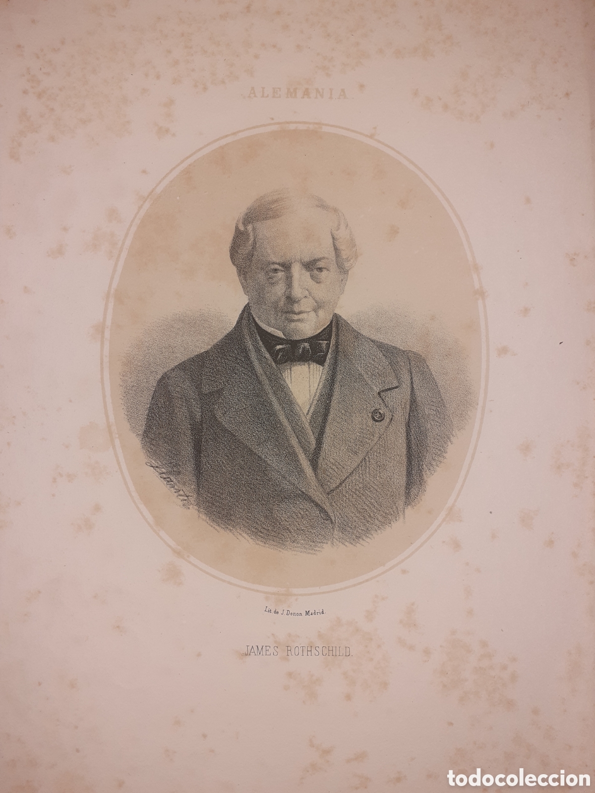 Arte: PRECIOSA LITOGRAFIA. JAMEW ROTHSCHILD. ALEMANIA. DONON. MADRID. 33 X 23 CM. CIRCA 1860