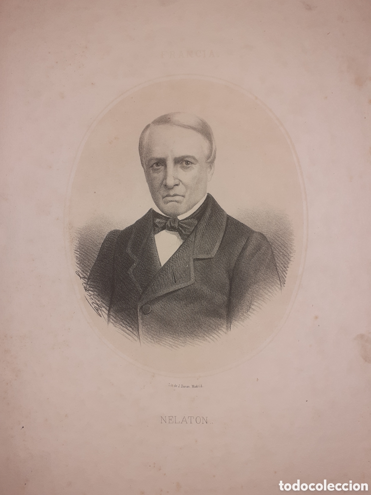 Arte: PRECIOSA LITOGRAFIA. NELATON. FRANCIA. DONON. MADRID. 33 X 23 CM. CIRCA 1860