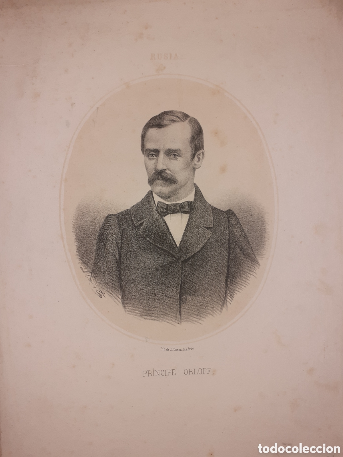 Arte: PRECIOSA LITOGRAFIA. PRINCIPE ORLOFF. RUSIA. DONON. MADRID. 33 X 23 CM. CIRCA 1860