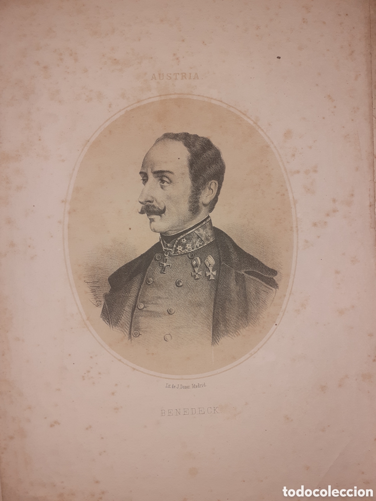 Arte: PRECIOSA LITOGRAFIA. BENEDECK. AUSTRIA. MADRID. 33 X 23 CM. CIRCA 1860