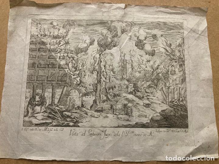 Arte: Grabado del incendio de la Plaza Mayor en 1790 - Foto 1