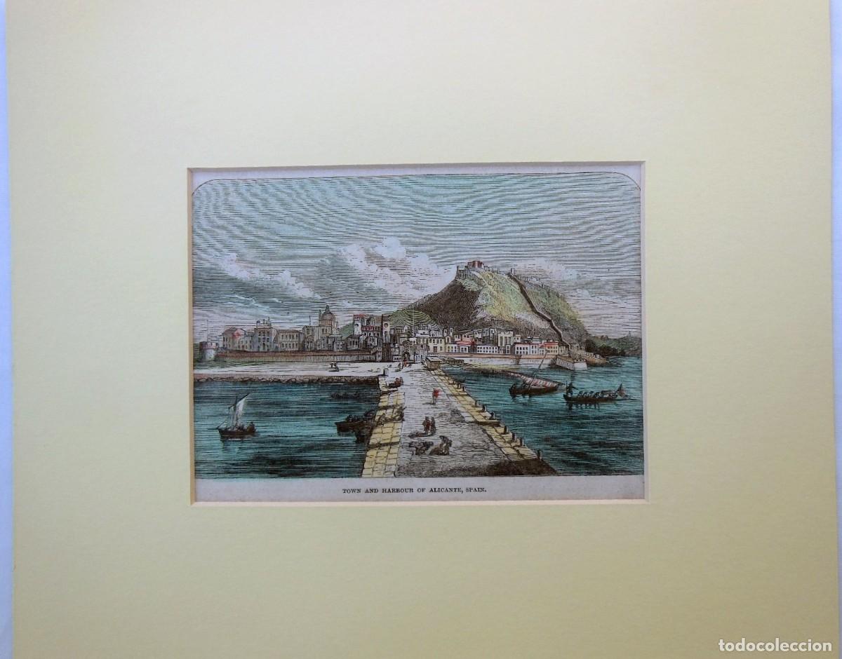 Arte: Town and harbour of Alicante, Spain. (1875) Coloreada a mano.
