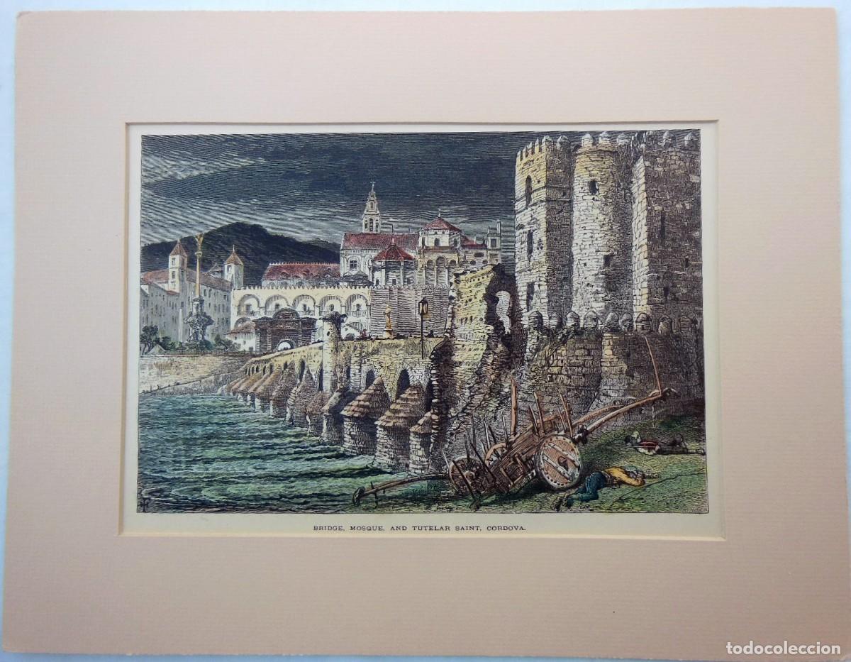 Arte: Bridge, mosque, and tutelar saint, Cordova. (1875) Coloreada a mano.