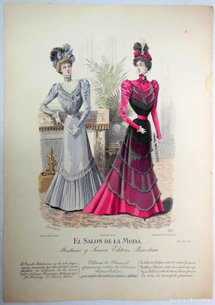 Arte: El sal&oacute;n de la moda. XXIV N&ordm; 385. (1880s aprox.) LEFRANCO. Coloreada a mano