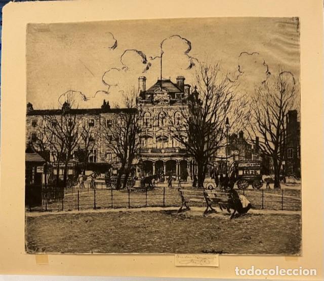 Arte: AGUAFUERTE DE LONDRES PARSONS GREEN DE THEODORE ROUSSEL, SIGLO XIX PRINCIPIO DEL XX