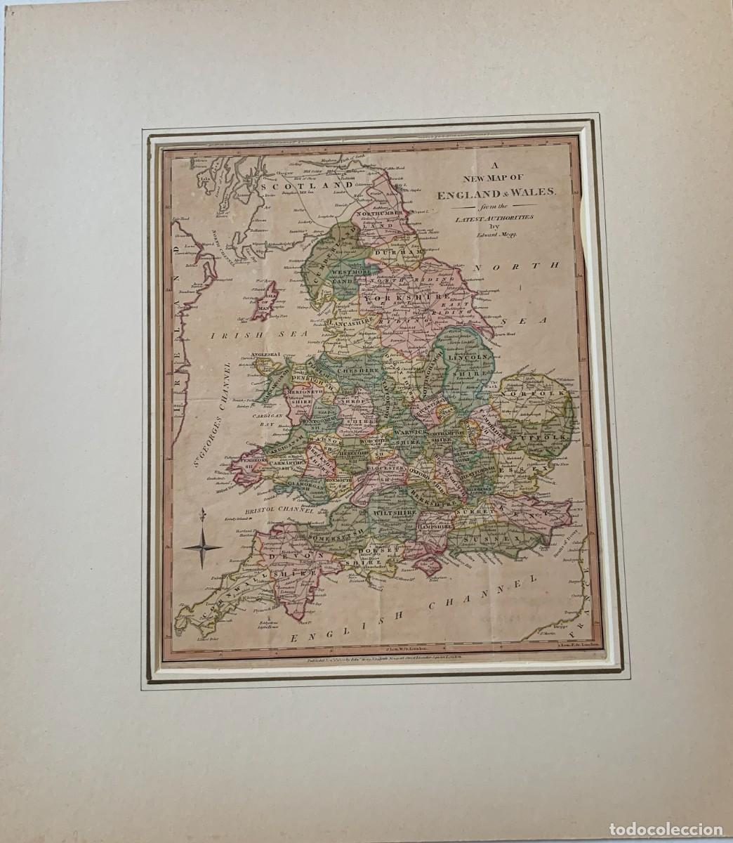 Arte: Mapas. A new map of England&Wales por Edwant Moog publicado en 1800