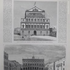 Arte: FACHADA PRINCIPAL TEATRO TIRSO MOLINA Y CASAS CONSISTORIALES LAS PALMAS GRAN CANARIA 2 HOJAS 1881