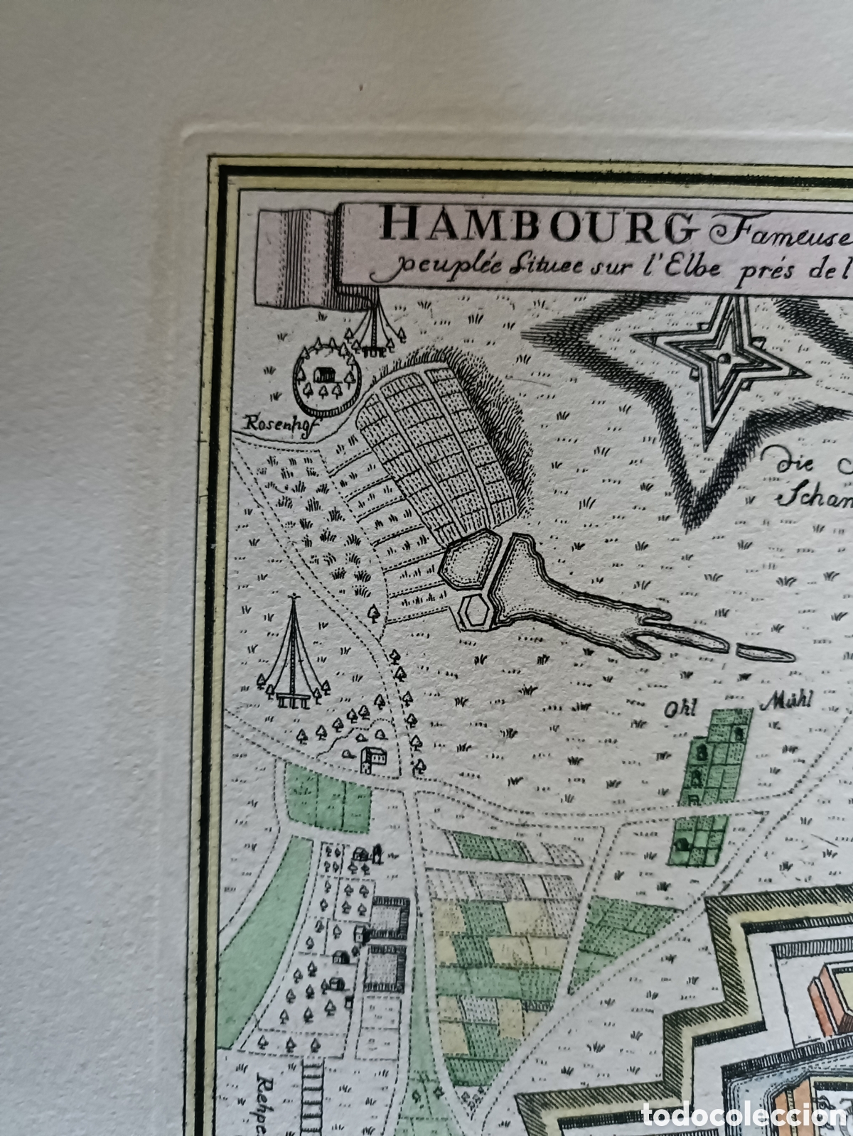 Arte: Mapa antiguo de Hamburgo (Hambourg) - Foto 2