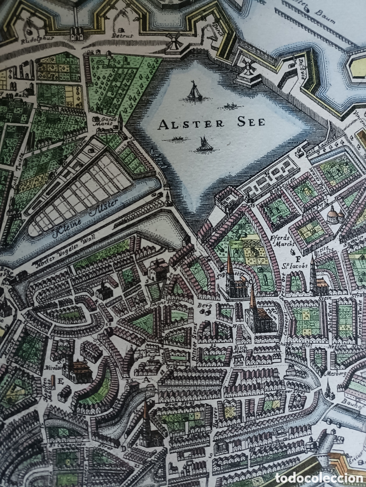 Arte: Mapa antiguo de Hamburgo (Hambourg) - Foto 4